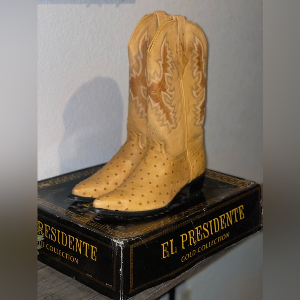 Vintage Dan Post ostrich boots men size 12 Presidente Collection